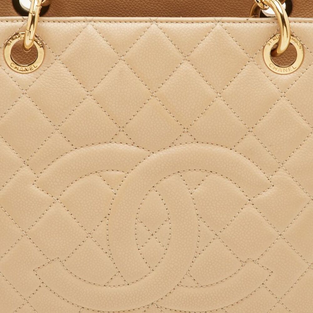Chanel Gst Beige Quilted Caviar Leather Grand Shopping Tote - Picture 5 of 7